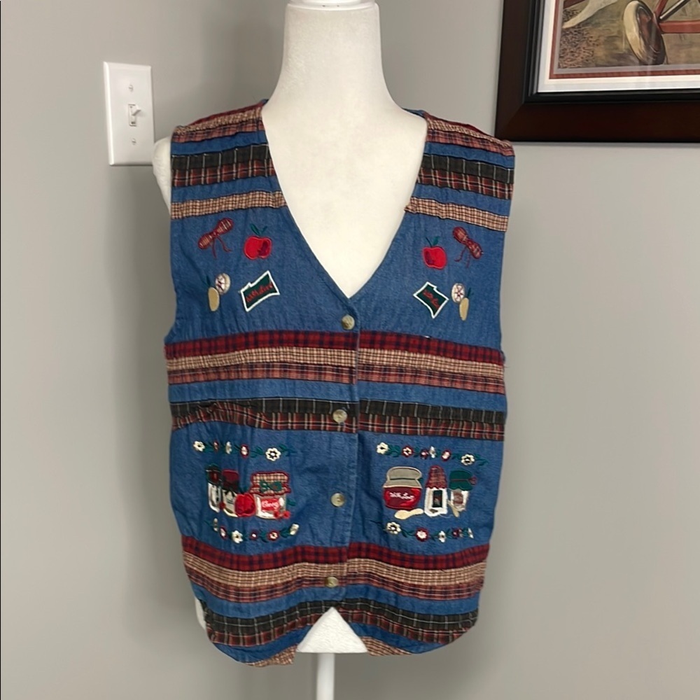 Bobbie Brooks With Love Vintage 90s Y2K Denim Vest Womens Size Medium Baking